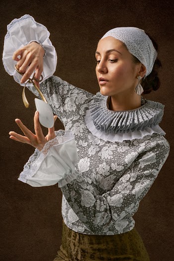 Woman Holding White Apple Magic Mouse