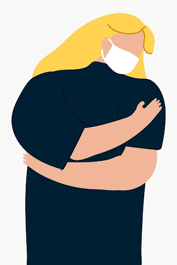 Woman hugging herself during the coronavirus outbreak illustration | Free  transparent png - 2311260