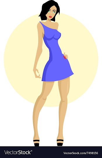 Woman in a blue dress vector image