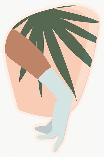 Woman in a glove with a palm leaf background design element | Free  transparent png - 2318898