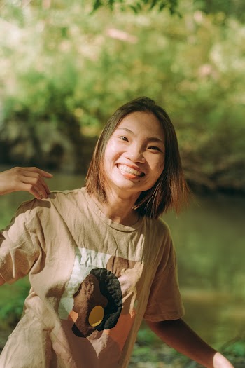 Woman in Beige T-shirt