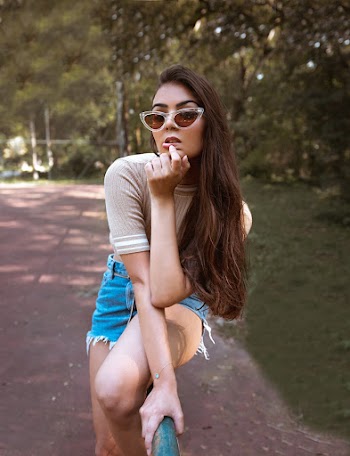 Woman in Beige Top