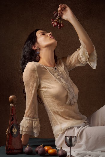 Woman in Beige Top Canvas Painting