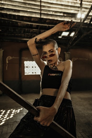 Woman In Black Crop Top