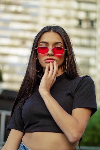 Woman In Black Crop Top Shirt