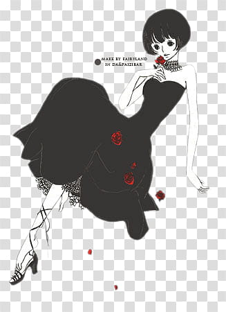 Woman in black dress anime transparent background PNG clipart
