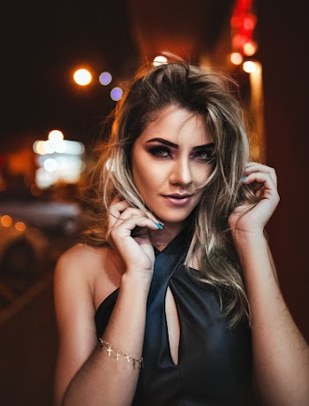 Woman in Black Halter-top Top