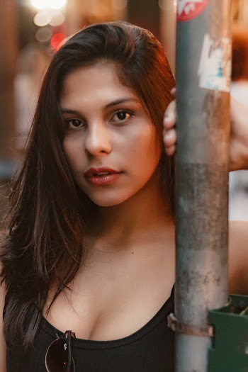 Woman in Black Scoop-neck Top