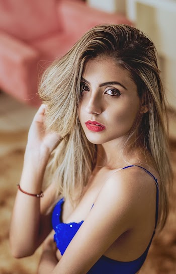Woman In Blue Bra