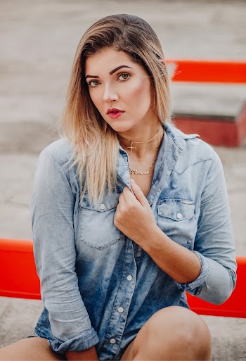 Woman in Blue Denim Jacket
