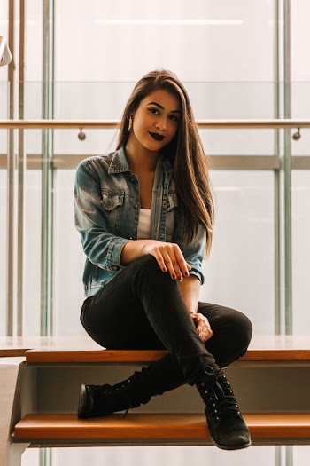 Woman in Blue Denim Jacket