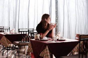 Woman in cafe background, art | Free Photo - rawpixel