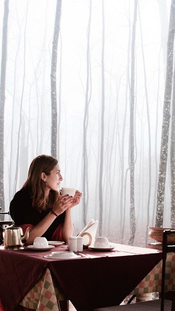 Woman in cafe iPhone wallpaper. | Free Photo - rawpixel