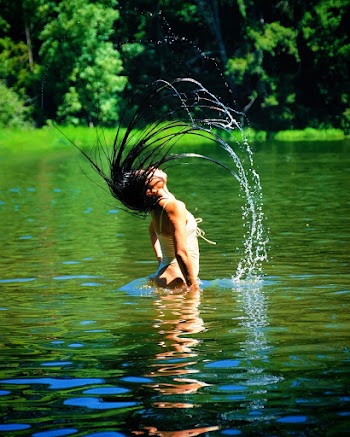 Woman in Calm Body of Water