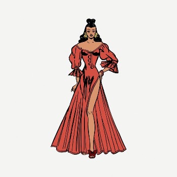 Woman in dress clipart, vintage | Free PSD Illustration - rawpixel