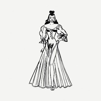 Woman in dress clipart, vintage | Free PSD Illustration - rawpixel
