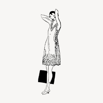 Woman in dress drawing, vintage | Free Vector - rawpixel