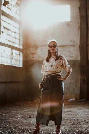 Woman in Floral Crop Top and Maxi Skirt