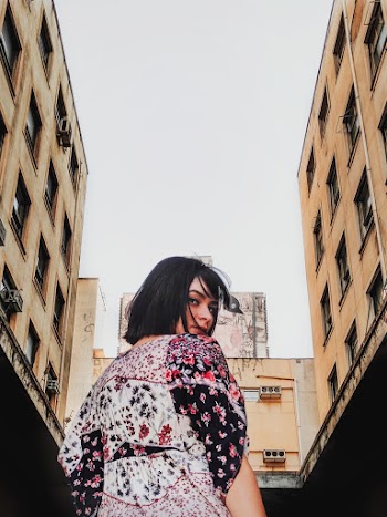 Woman in Floral Top