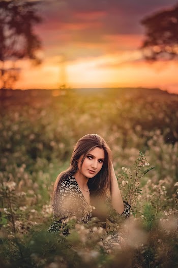 Woman In Flower Field