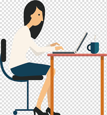 Woman in front of laptop computer illustration, Cartoon Icon, PPT ...
