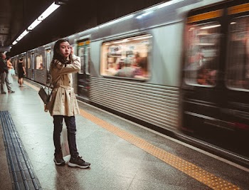 Woman in Front of Train