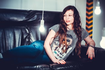 Woman in Gray Crew-neck Shirt