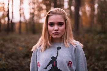 Woman in Gray Crew-neck Top