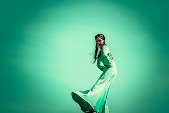 Woman in Green Maxi Dress