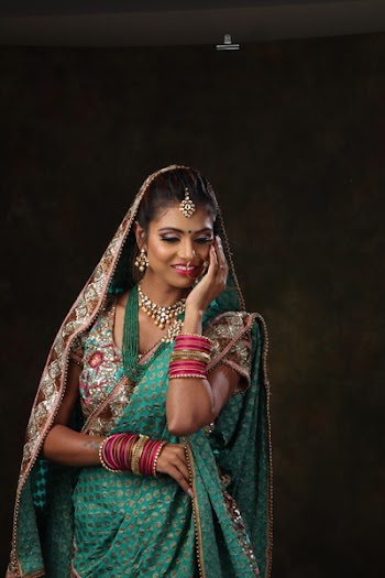 Woman In Green Sari Dress