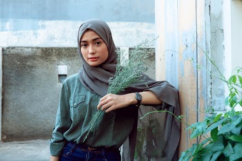 Woman In Grey Hijab 