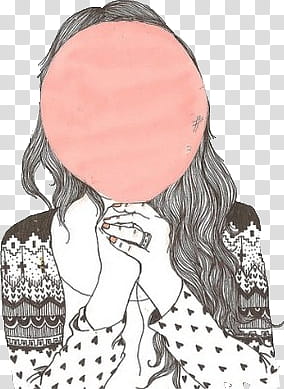 Woman in heart print sweater sketch transparent background PNG clipart