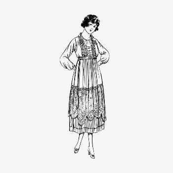 Woman in long dress clipart, | Free Vector Illustration - rawpixel