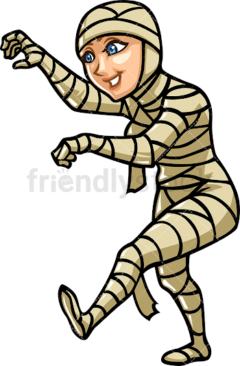 Woman In Mummy Costume Cartoon Clipart Vector - FriendlyStock