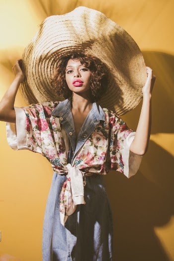 Woman in Pink and Beige Floral Top
