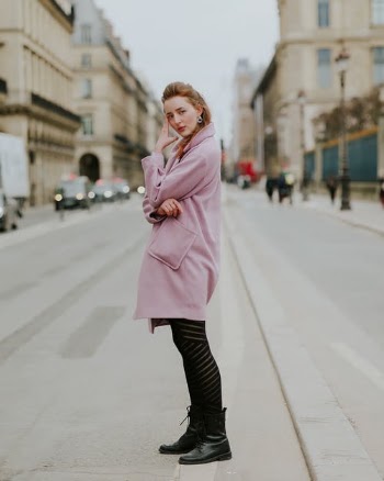 Woman in Pink Coat Standing on Sidewalk · Free Stock Photo