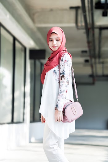 Woman in Pink Hijab and Shoulder Bag