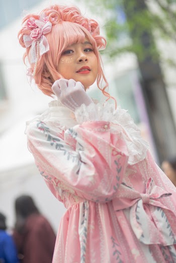 Woman in Pink Long-sleeved Dress