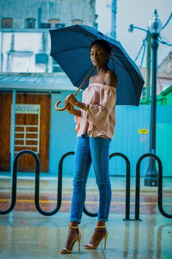 Woman In Pink Off-shoulder Long-sleeved Crop Top