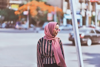 Woman in Pink Scarf