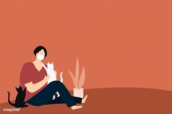 Woman in quarantine playing with her cats vector  | Free  vector - 2311277