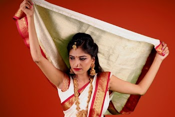Woman in Red and White Top Holding Scarf