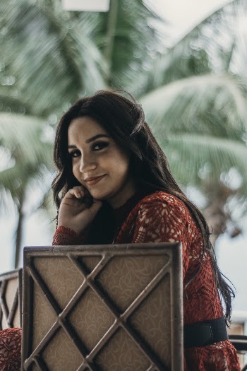 Woman in Red Lace Dress