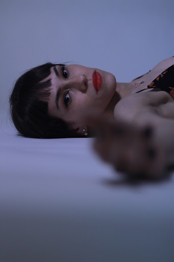 Woman in Red Lipstick Close-up Photography