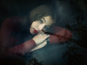 Woman in Red Long-sleeved Top