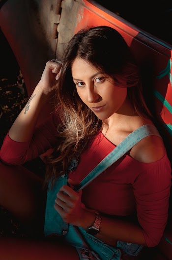 Woman In Red Off-shoulder Top