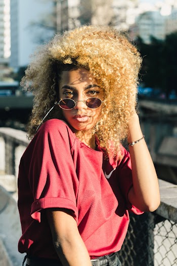 Woman In Red Short Sleeve Shirt