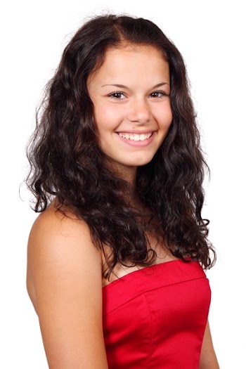 Woman in Red Strapless Top
