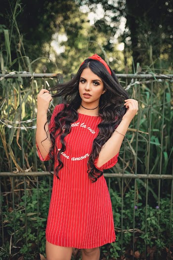 Woman In Red Striped Dress