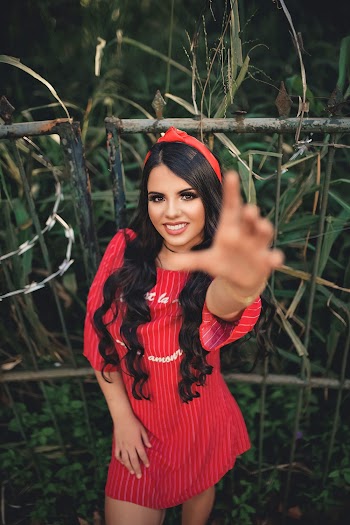 Woman In Red Striped Dress